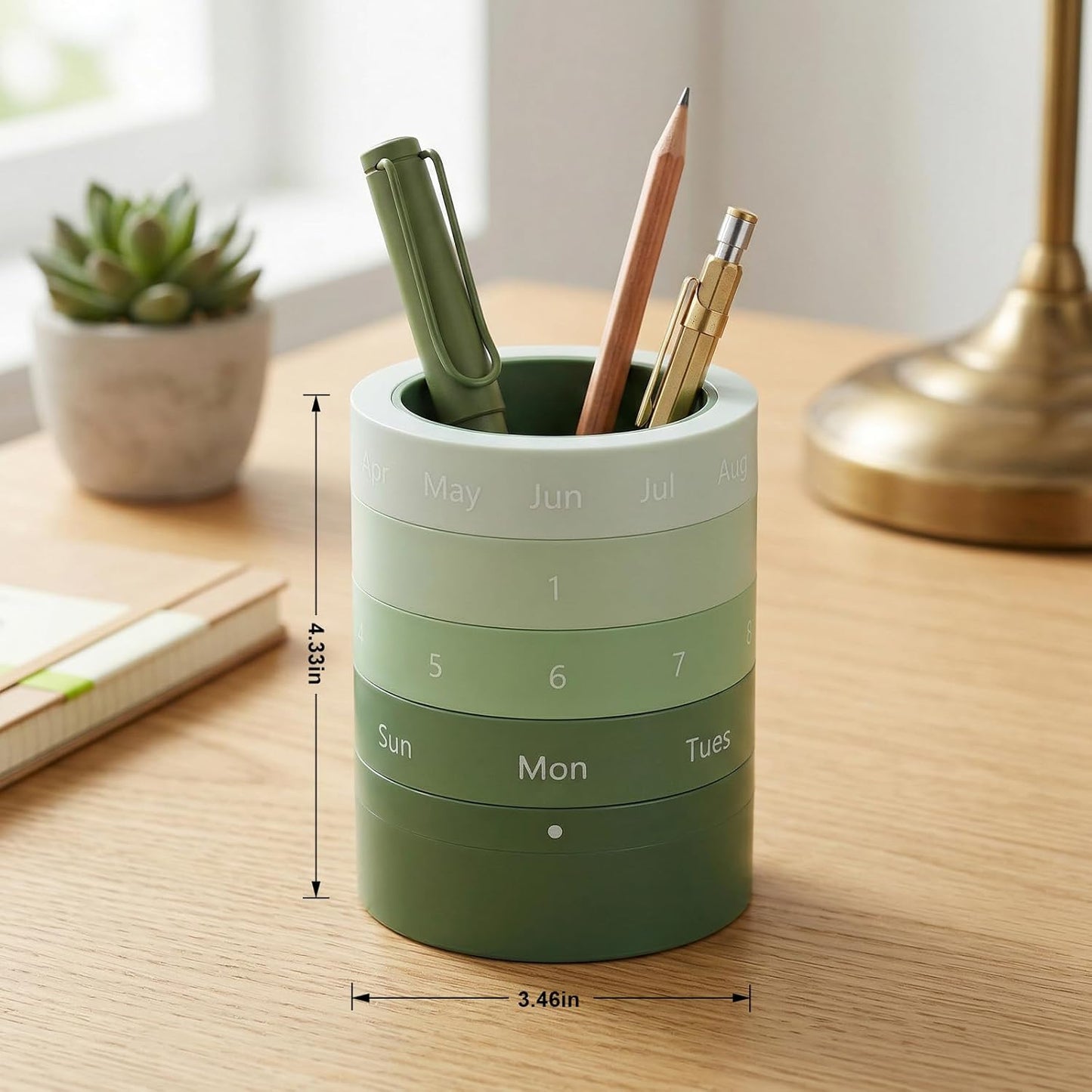 Comix Calender Pen Holder for Desk, Cute Pencil Holder Pen Organizer, Brown Platsic Pen Pencil Cup for Home School Office Supplies