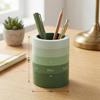 Comix Calender Pen Holder for Desk, Cute Pencil Holder Pen Organizer, Brown Platsic Pen Pencil Cup for Home School Office Supplies