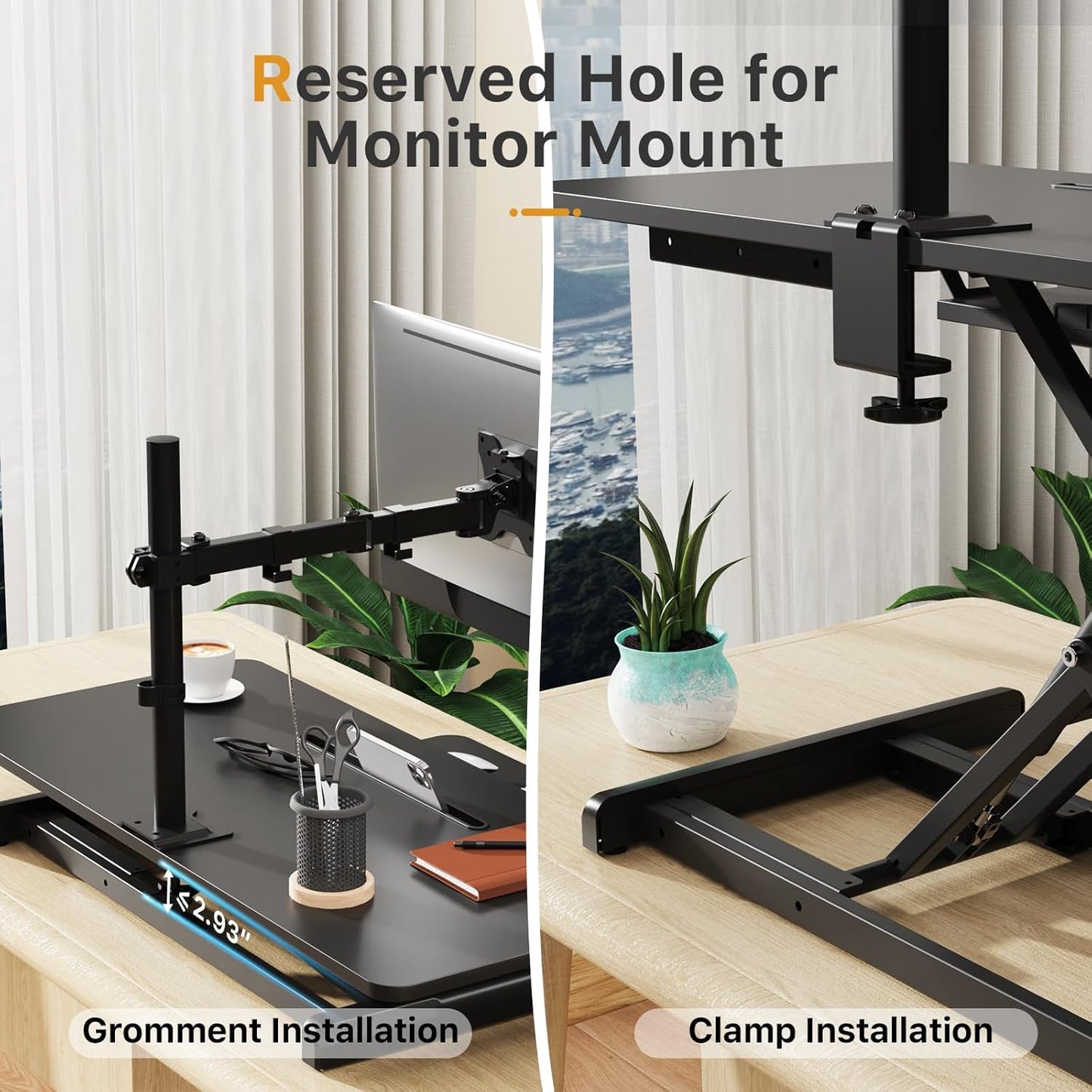 JOY worker Standing Desk Converter, 32" Wide Height Adjustable Sit Stand Up Desk Riser with Keyboard Tray, Desktop Workstation Riser for Home Office Computer Laptop, Particle Board, White