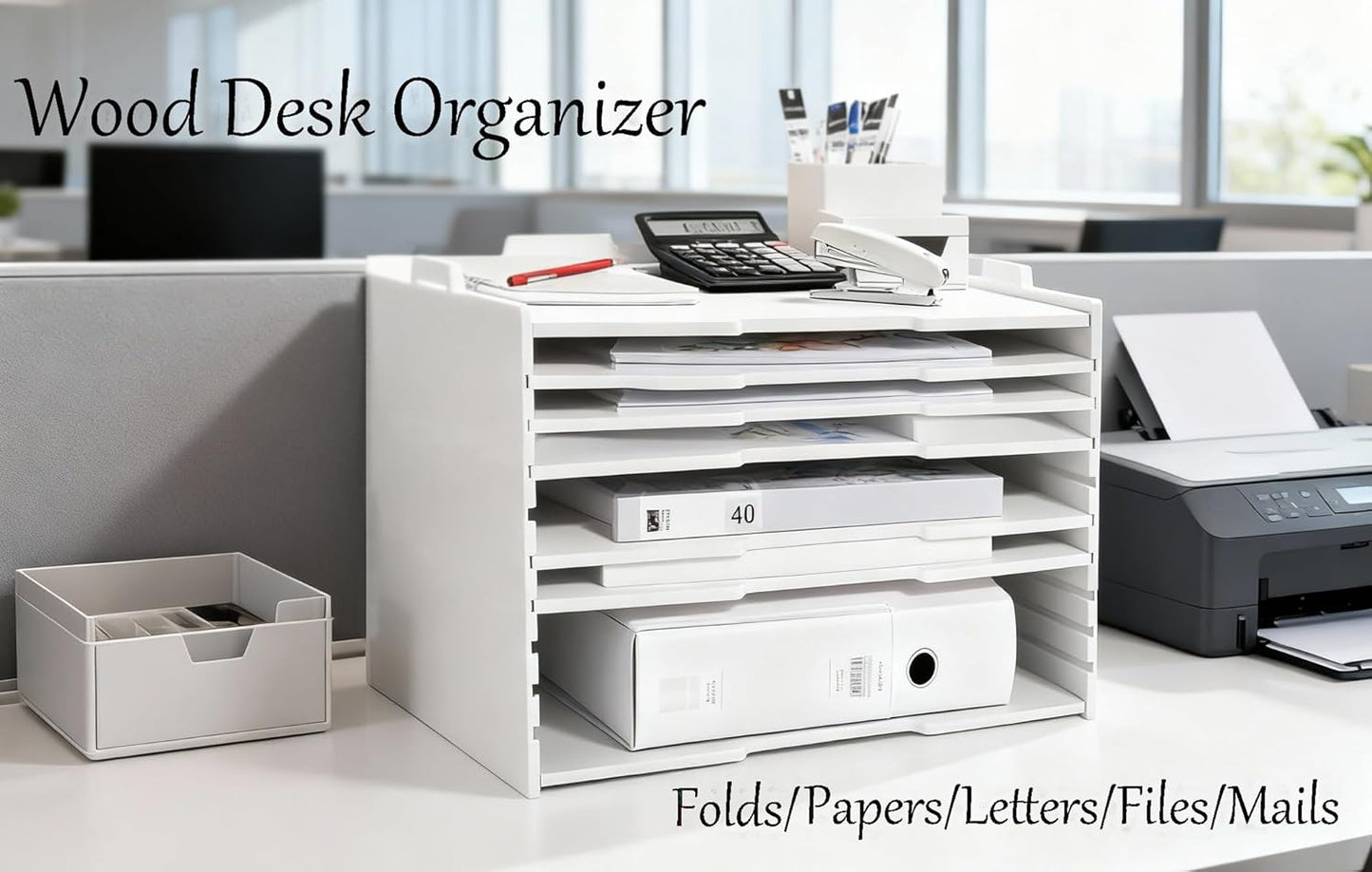 2/4/6 Tier Paper Organizer Letter Tray, Clear Acrylic Layer Stackable Paper Sorter, Plastic A4 Office File Folder Holder for for Desk Accessories, Notes, Pens, File, Document (Clear, 4 Tier)