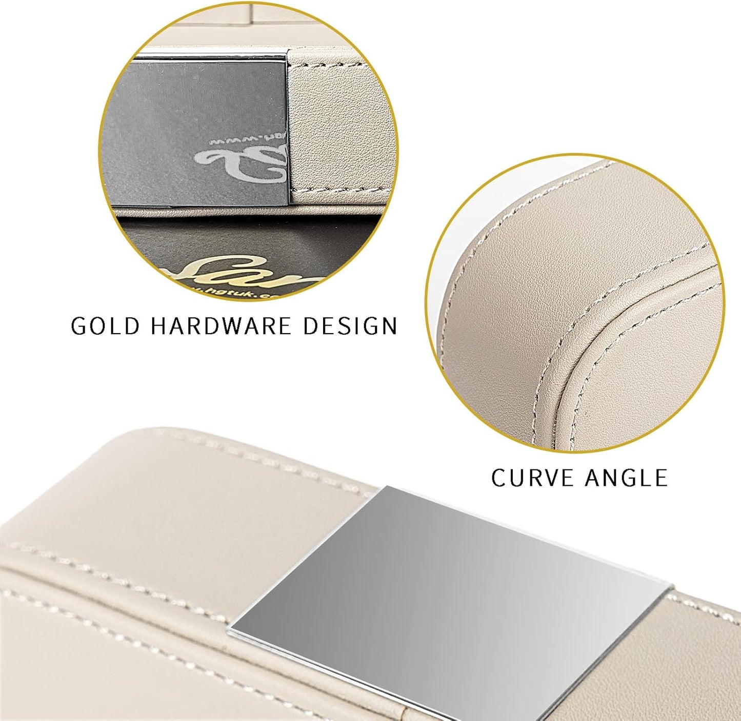 SANZIE Luxury Leather Desktop Storage Small Catchall Organizer Decorative Tray for Entryway Table to Hold Jewelry Watch Cosmetics Keys Phone Wallet, Home & Office Accessories (Metal Silvered, Black)