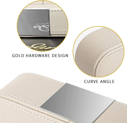 SANZIE Luxury Leather Desktop Storage Small Catchall Organizer Decorative Tray for Entryway Table to Hold Jewelry Watch Cosmetics Keys Phone Wallet, Home & Office Accessories (Metal Silvered, Black)