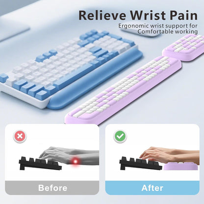 MEKASS Keyboard Wrist Rest, Ergonomic Wrist Pad, Soft Memory Foam Keyboard Hand Rest with Non-Slip Base, Easy Typing, Pain Relief, Comfort Support for Office Work Gaming Computer Accessories (Black)