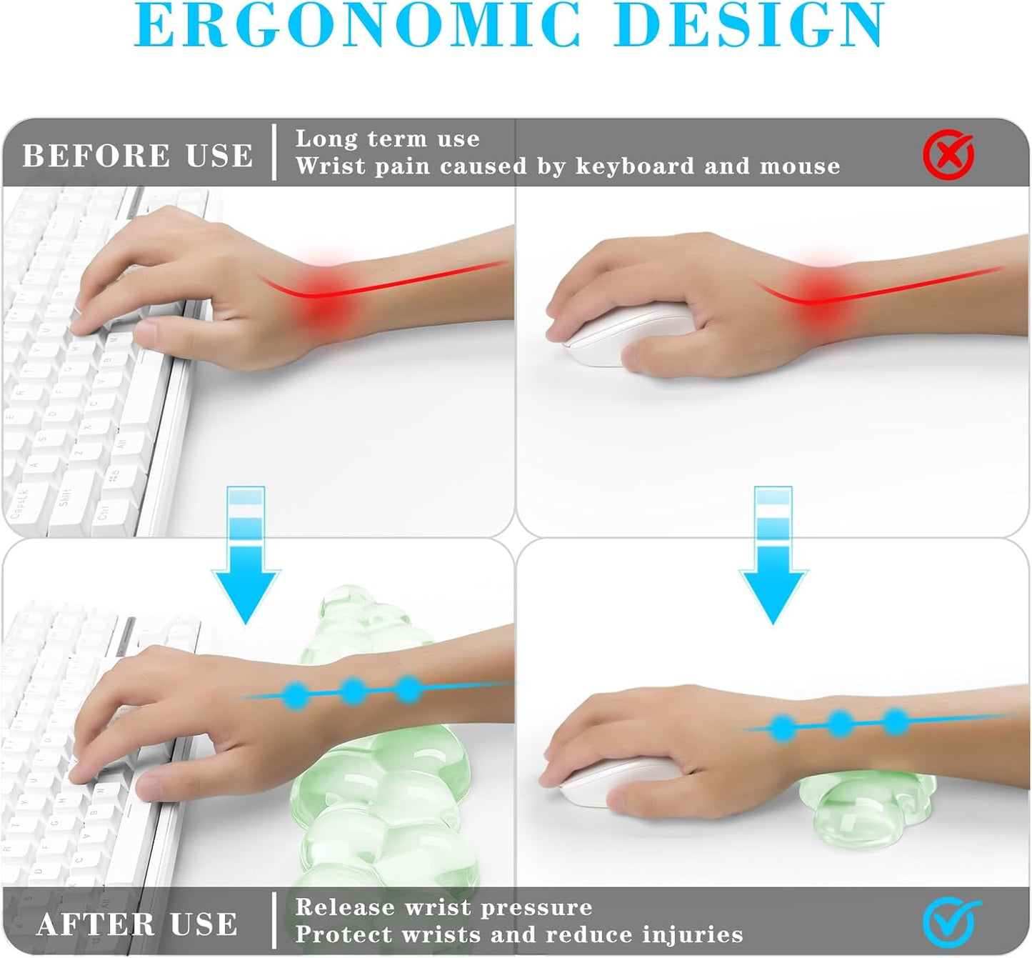 Gel Cloud Keyboard and Mouse Wrist Rest, Cute Wrist Support and Arm Support Keyboard Rest for Keyboard and Mouse Typing Pain Relief，Suitable for Office/Computer/Laptop/Gaming (Pink)