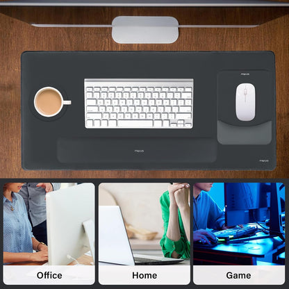 MOSISO Keyboard Mouse Pad Set, Large Gaming Mouse Pad&Rectangular Keyboard Wrist Rest&Mousepad with Wrist Rest&Coaster, Ergonomic Non-Slip&Easy Typing Pad with Curved Silicone Lining, Antique Green