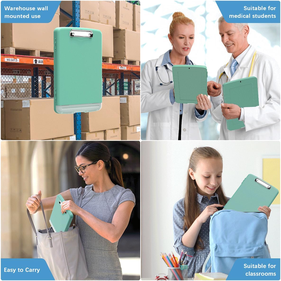 Hongri Clipboard with Storage with Pen Holder, Folder Nursing Clip Board 8.5 x 11 Foilo-Side Opening, High Capacity, Light Weight for Teachers, Classroom. Size 14 x 9.6 x 1.2 in(Pink)