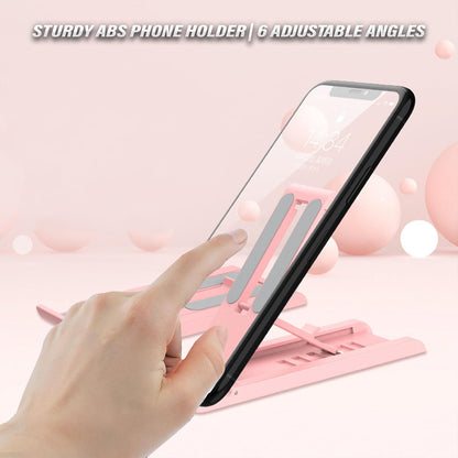 Foldable Phone Stand for Desk | Six Position Adjustable Folding Bracket for Cell Phone | Black Cellphone Holder for Desk & Smartphone Stand | Cellphone & Accessories for Men & Women