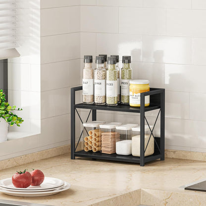 Giikin Countertop Shelf Organizer, 2 Tier Kitchen Spice Rack Organizer for Countertop, Wood Coffee Counter Shelf Organizer for Home (Bamboo, S)