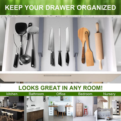 ANTOWIN Bamboo Drawer Dividers Organizers, Drawer Separators Splitter,17-22 inches Long Adjustable Spring-loaded Organizer for Large Utensil, Clothes, Tools Drawers(yellow)