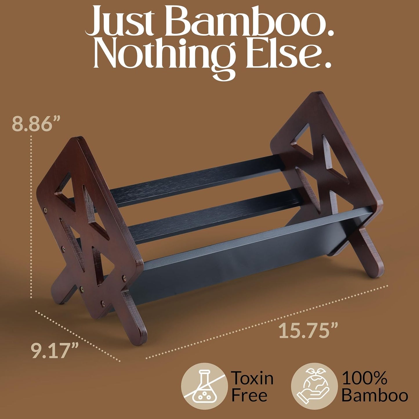Bunkal Bamboo Desktop Bookshelf & Book Stand for Small Spaces – Tilted Desk Bookshelf Organizer for Cookbook Storage, Home Office, Dorm & Nightstand – 16x9x9in, Solid Bamboo, Easy Assembly