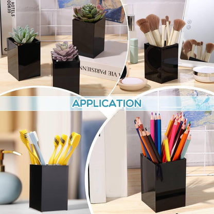 Crtiin 20 Pieces Acrylic Pencil Holder Makeup Brush Holder Pen for Desk Pencil Cup Acrylic Desk Accessories Desktop Stationery Organizer for Office School Home Supplies(Clear)