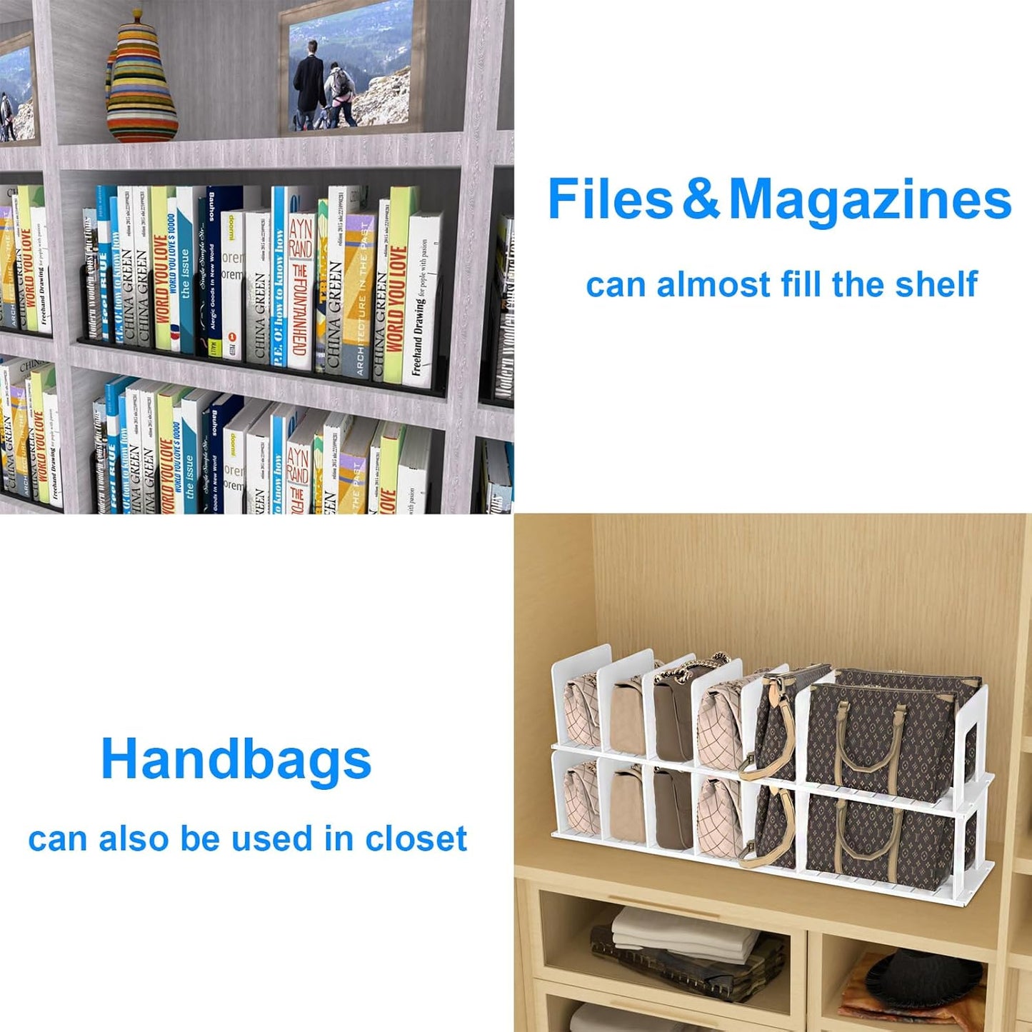 Adjustable Vertical File Sorter Sturdy Plastic Expandable Upright File Holder, Desktop Binder Organizer, School Office File Organizer Bookshelf Divider, Assemble Easily Endlessly, Black