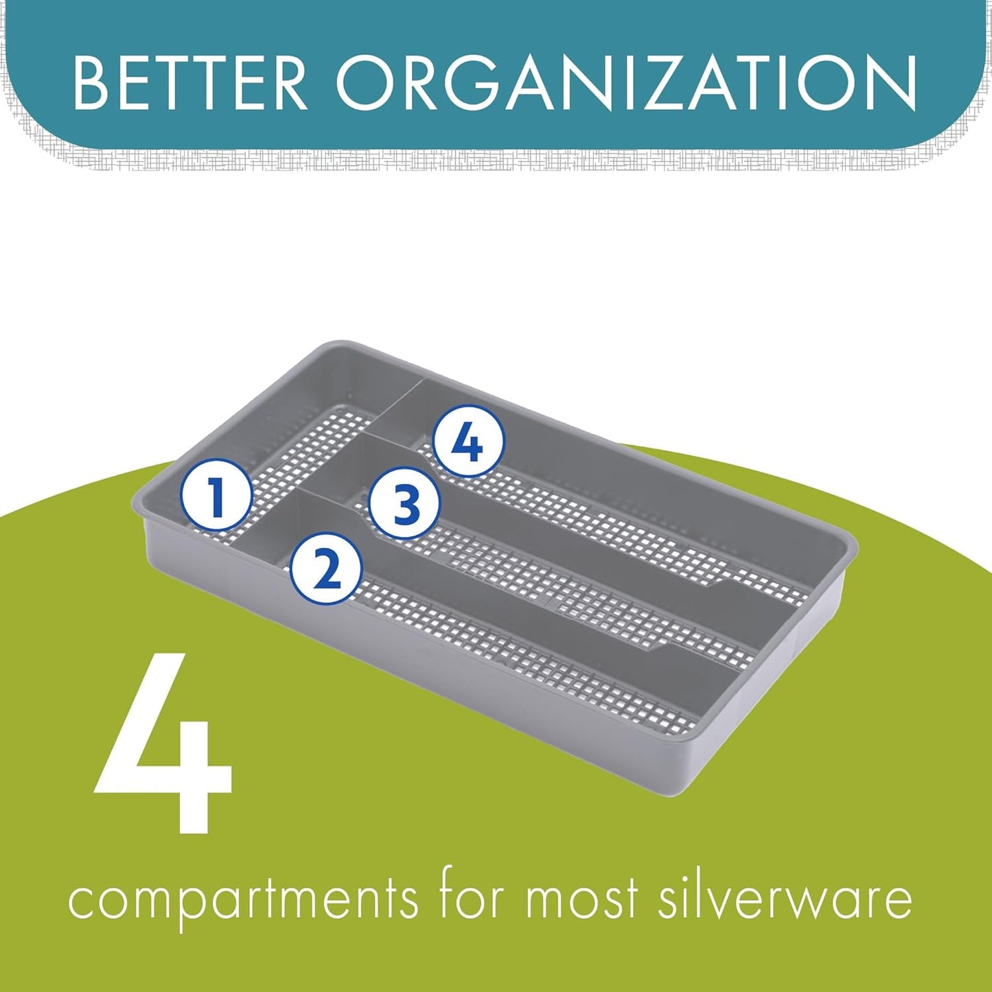 Dial Industries Small Cutlery, Utensil, Silverware Kitchen Drawer Organizer Tray, Clear