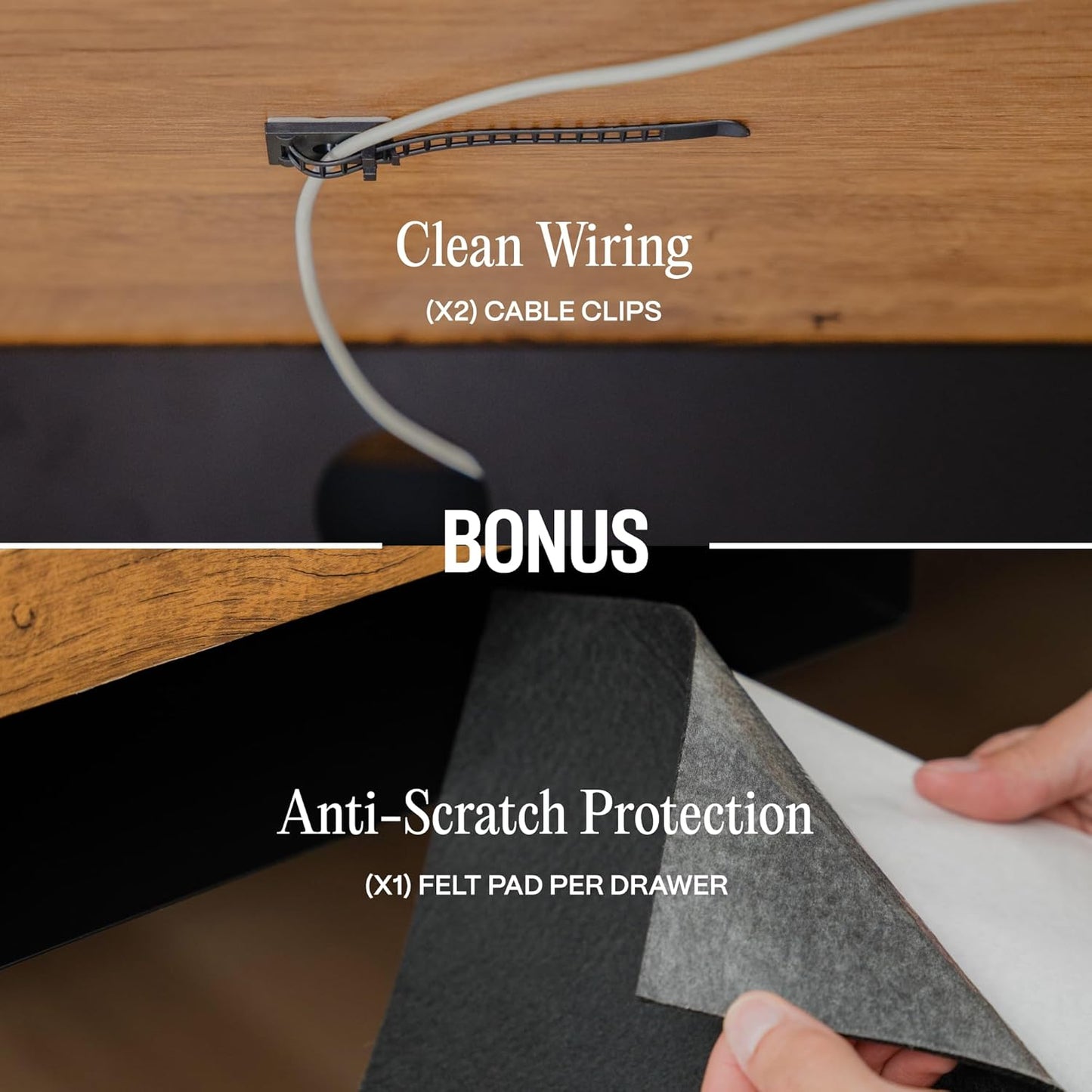 Under Desk Drawer Slide-Out – Lockable Metal Storage Drawers with Cable Management for Office & Home (Double, Bracketed)