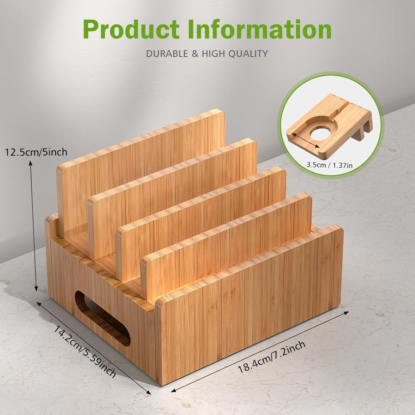 Pezin & Hulin Bamboo Charging Station for Multiple Devices with 5 Port USB Charger, 5 Cables, Smart Watch & Earbuds Stand, Desk Docking Stations Electronic Organizer for Cell Phone, Tablet