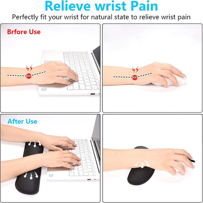 Dapesuom Keyboard Wrist Rest Set, Cute PU Leather Wrist Cushion for Computer Keyboard and Mousepad, Memory Foam Mouse Pad Rests Support with Non-Slip Base for Typing Pain Relief Laptop, Colonial White