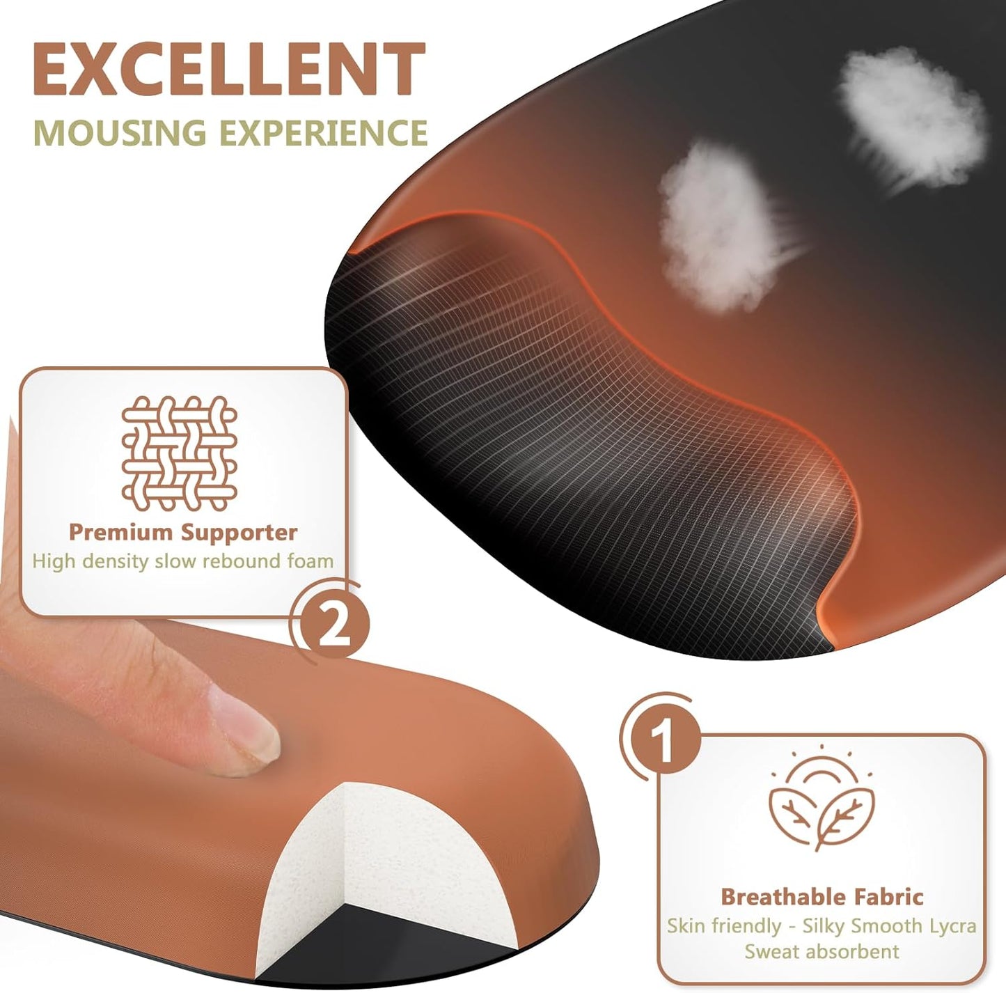 AKIT Ergonomic Mouse Pad with Wrist Rest& Keyboard Wrist Rest, Wrist Rest for Computer Keyboard, Pain Relief, Non-Slip Gel Base, Mousepad Wrist Support for Gaming, Office, Waterdrop Shaped Pink