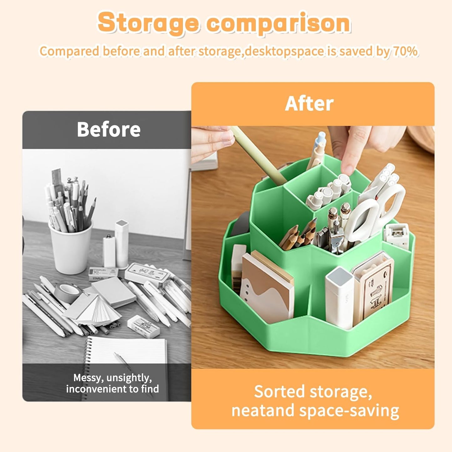 Cayxenful Pencil Pen Holder for Desk,9 Slots 360 Degree Rotating Desk Organizers,Desktop Storage Stationery Supplies Organizer, Cute Pencil Cup Pot For Office, School, Home(White)