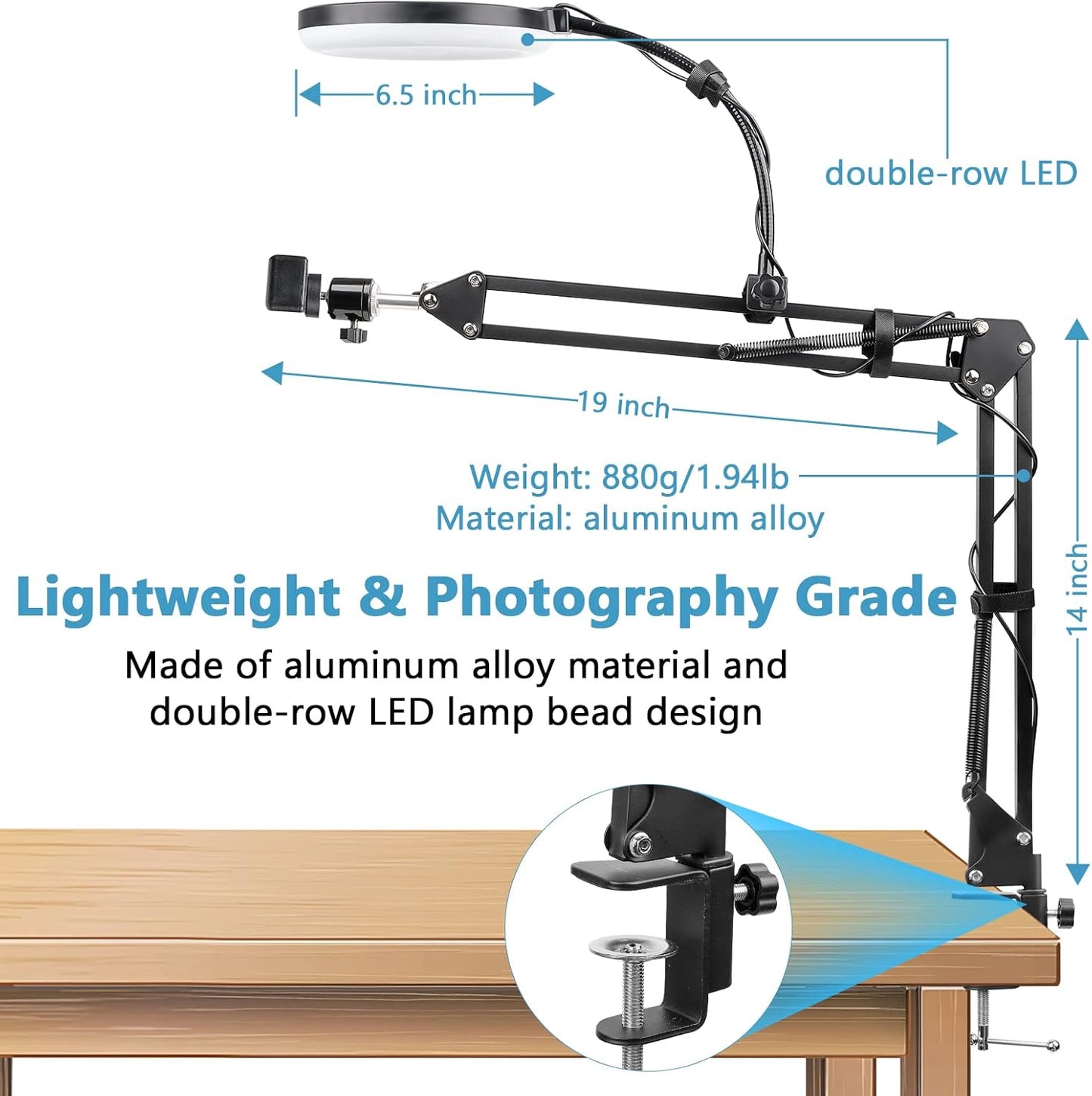 Overhead Video Stand Phone Holder Articulating Arm Phone Mount Table Top ChromLives Scissor Boom Arm Articulating Phone Stand Tablet Phone Holder for Streaming Phone Baking Crafting