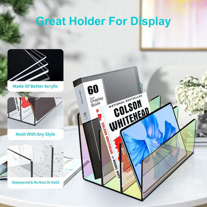 Boloyo Acrylic File Holder,1PC 2 Sections Clear File Organizer Mail Letter Sorter Desktop Folder Holder for Home Office School Envelope Bill Filling Paper Document