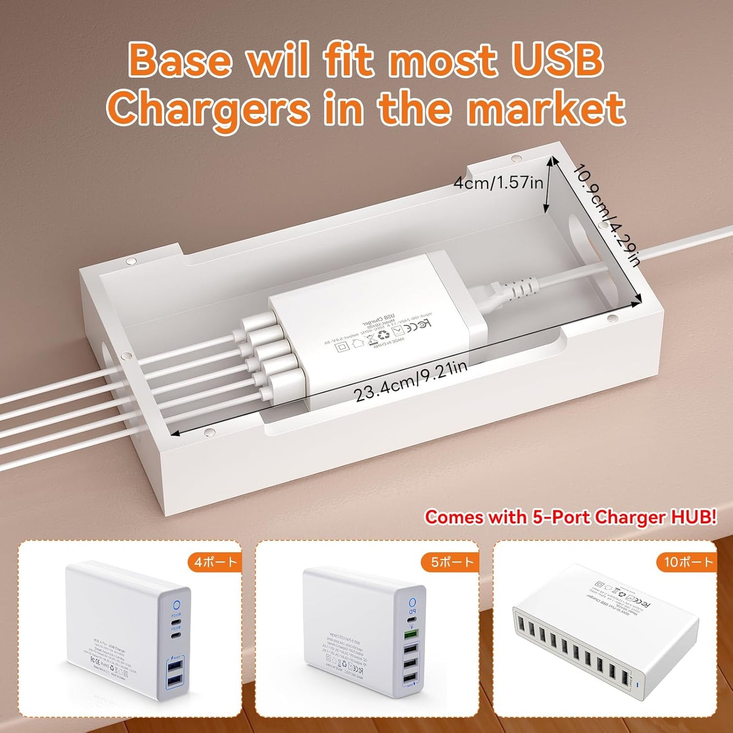 Pezin & Hulin Bamboo Charging Station with Watch Stand, Docking Holder for Multi Device with 5 Port USB Charger HUB, 5 Charge Cables, Desktop Electronic Organizer for Cellphone, Tablet, Watch