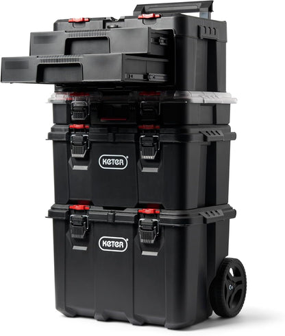 Keter Stack-n-Roll Two Drawer Tool Box for Small Parts and Power Tool Accessories, Fits Keter Modular Tool Storage System