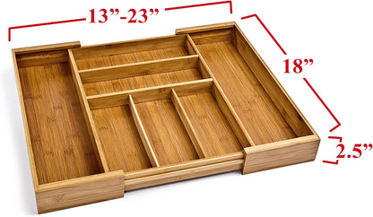 Seville Classics Bamboo Premium Organizer Storage Bins for Kitchen Silverware, Pantry, Closet, Office Desk, Pens, Utensils, Makeup, K Cup, Bamboo, Bag Holder Bin Set (4 Piece)