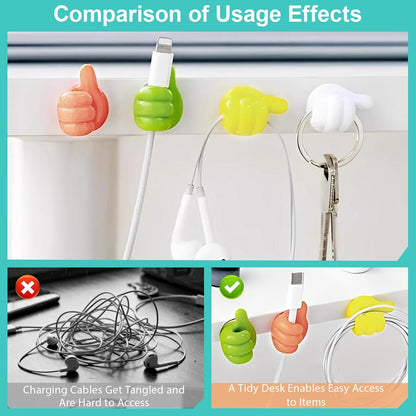 40 Pcs Creative Thumbs Up Wall Hooks, Self-Adhesive Silicone Thumb Holders, Multi-Function Cord Holder Clips for Desk Wall Nightstand, Wire Organizer for Charging Cables Keys,Pencils