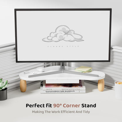 AFOOYO Monitor Stand Riser,Cloud Shape Wood Computer Monitor Stand, 16.5IN Monitor Stand Riser, Multi-Purpose Desktop Organizer Riser for Computer,Laptop,Printer,TV,Pink