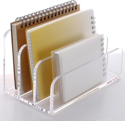 SANRUI 3 Compartments Mail Organizer Letter Holder for Desk ,Vertical Letter Holder,File Sorter Acrylic Desk Organizer Office Supplies,Clear