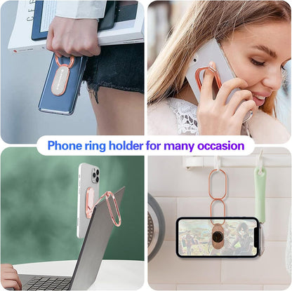 Foldable Cell Phone Stand for Desk, Adjustable Cellphone Ring Holder Finger Kickstand for Office Desktop & Magnetic Car Mount, Rotatable Multi-Angle Hand Grip for iPhone 16 15 Smartphones Back Case