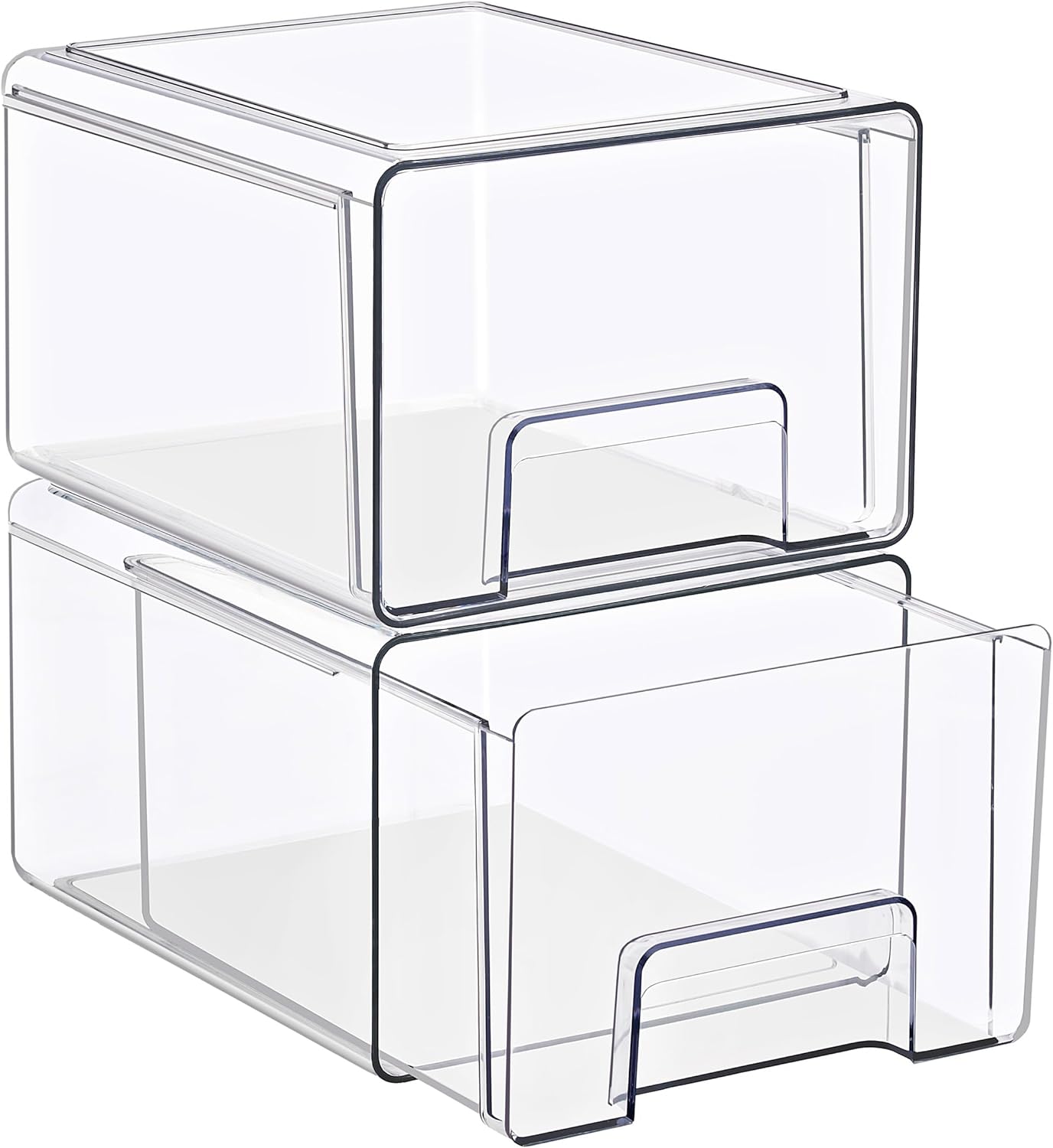 Sorbus Medium Clear Stackable Storage Drawers – 2-Pack Plastic Organizer Bins with Handles – Pull-Out Stackable Drawers for Bathroom Closet, Medicine, Cabinet, Pantry Storage, Baby Bottle Organizer