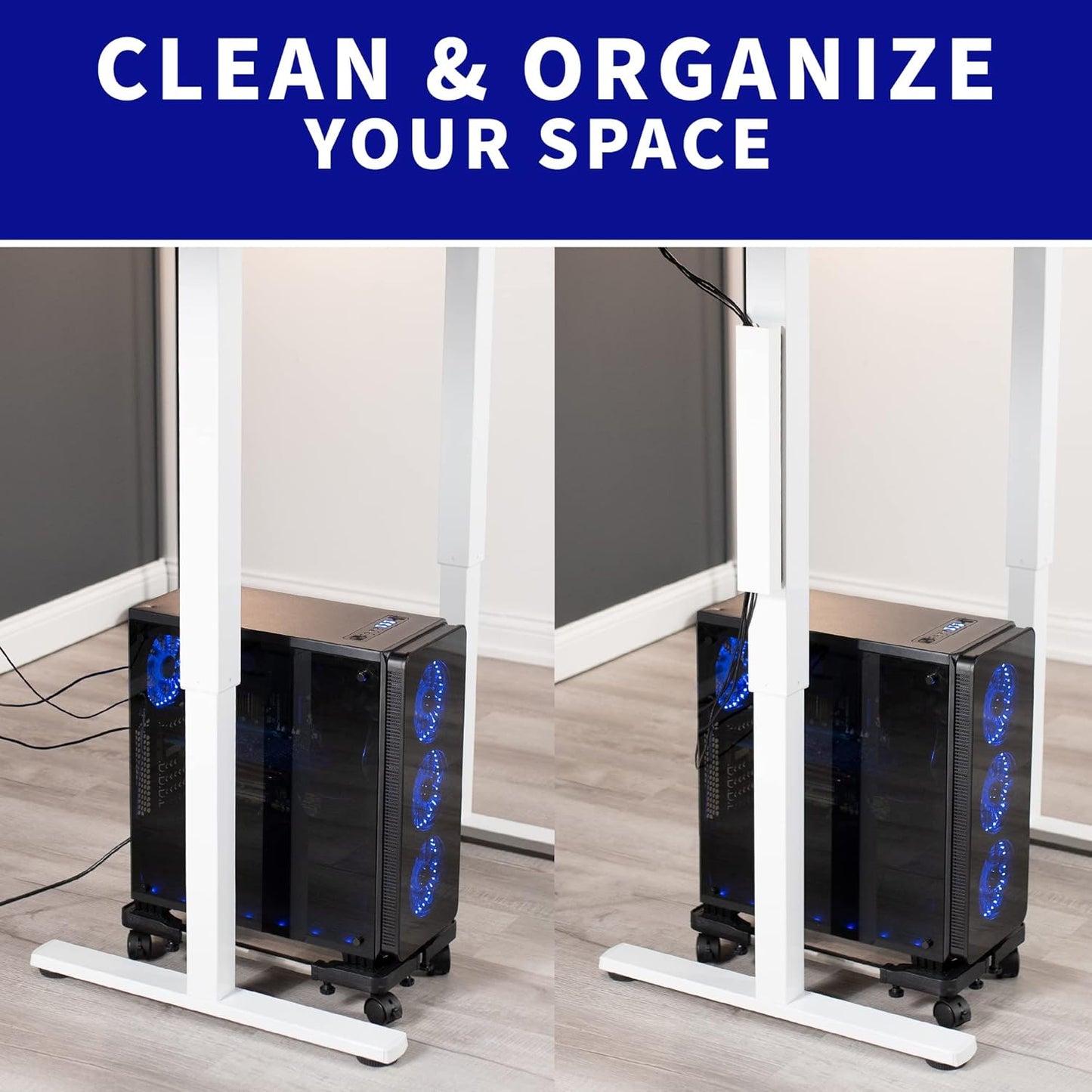 VIVO Steel Magnetic 14 inch Cable Management Channel for Under Desk Leg, No Drill Cord Organizer for Home Office, Black, DESK-AC01-1MB