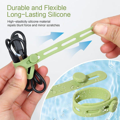 Donruby 24Pcs Silicone Cable Ties - Reusable & Washable with Locking Buckles, Adjustable Fastening Cable Management Straps, Multi-Purpose High Elasticity Cord Organizer (Purple)