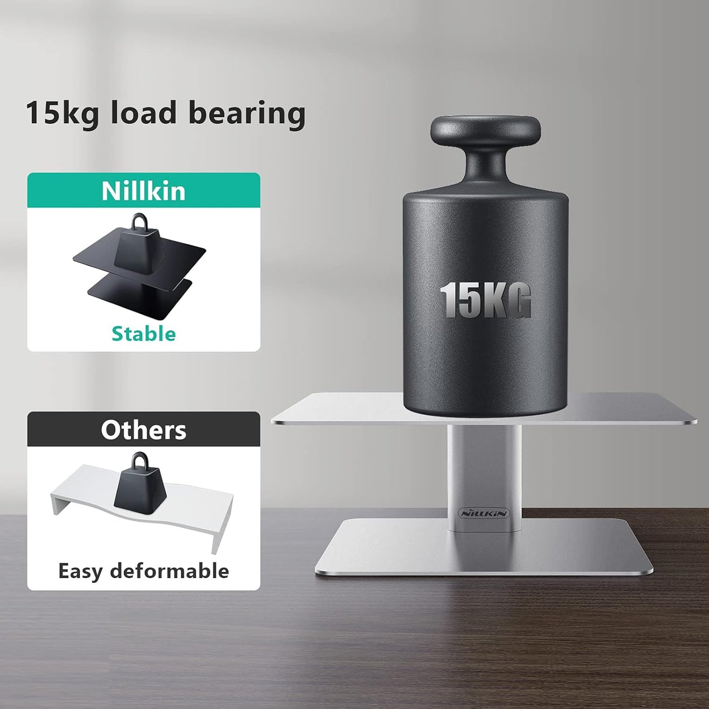 Nillkin Monitor Stand for Desk, Adjustable Height Computer Monitor Stand, Ergonomic Aluminum Computer Stand for Desktop Monitor, iMac, Studio Display XDR, Dell, HP, Lenovo, Other Screen Display, Black