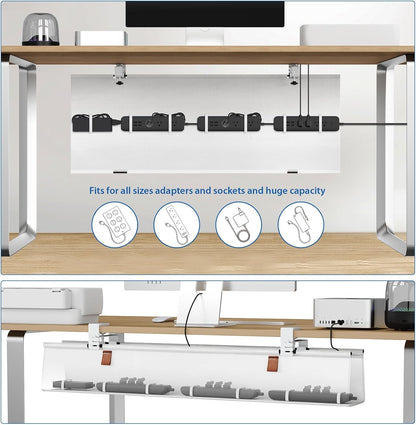 Zilink No Drill Under Desk Cable Management Tray 30" Cord Organizer for Table Clamp/Screw Mount Desk Cable Management Sturdy Waterproof Fabric Cord Hiders for Office, Home
