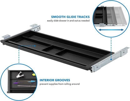 Mount-It! Large Under Desk Pencil Drawer | 21.25” W, Ball Bearing Slide-Out Organizer for Office Supplies, Paper & Pencils | Fits Desks Over 1” Thick, Adjustable Extension 16.25”–28”
