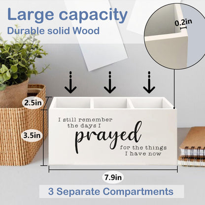 SNNDER Christian Pen Holder for Desk, Religious Christian Gifts for Women, Floral Boho Christian Bible Verses Wooden Pen Pencil Holder Organizer for Home Office Desk Accessories