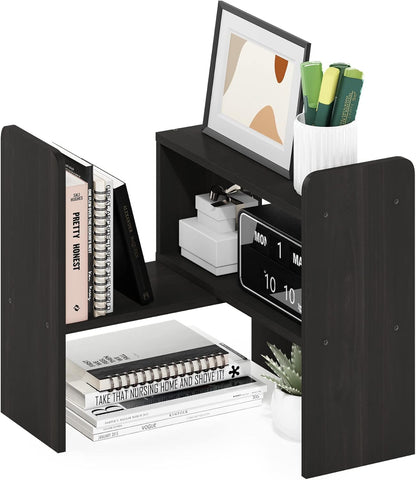 Furinno Classic Desk Organizers and Accessories, 2-Tier Monitor Riser, Office Organization, Desk Top Book Shelf, for Office Supplies, Office Desk Accessories, Dark Espresso