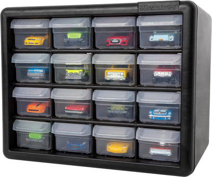 Akro-Mils 24-Drawer Plastic Drawer Storage Cabinet for Garage Organization, Bead Organizer, Building Bricks Storage, Teacher Toolbox, Makeup Organizer, 20" W x 6" D x 16" H, 10124 Black