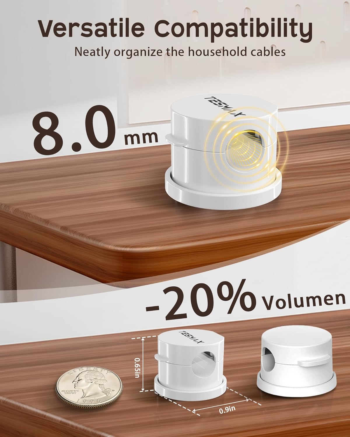 Magnetic Cord Holder 360°Rotation Cord Organizer, 6Pack Cable Clips [1s Lock] Adhesive Cable Management Desk Organizers and Accessories, Phone Charging Wire Holder for Nightstand,Car,Home Office