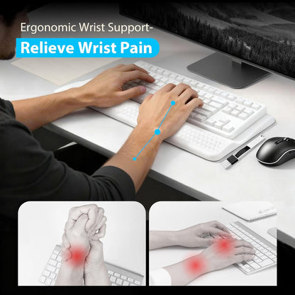Wrist Rest for Keyboard, Ergonomic Keyboard Stand with Wrist Rest, Soft Memory Foam Wrist pad with Non-Slip Base & Dust Brush, Comfort for Office, Work, Gaming- Black