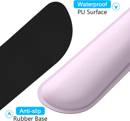 Dapesuom Keyboard Wrist Rest Set, Cute PU Leather Wrist Cushion for Computer Keyboard and Mousepad, Memory Foam Mouse Pad Rests Support with Non-Slip Base for Typing Pain Relief Laptop, Colonial White