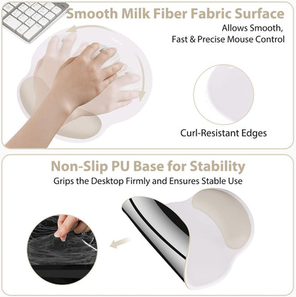 Sushret Mouse Pad and Keyboard Wrist Rest, 3-in-1 Gel Memory Foam Ergonomic Mouse Pad with Wrist Rest Set,Gaming Mousepad Arm Cushion Support for Computer Office Desk Accessories Cute Setup,Sage Green