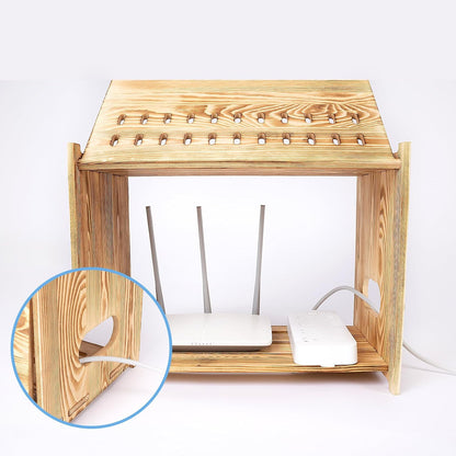 Solid Wood Projector Shelf Router Shelf Projector Stand Router Storage Box Router Cover Organized Modem Cable Power Strip Cable Management Hider Rack by Need Assembly (White)