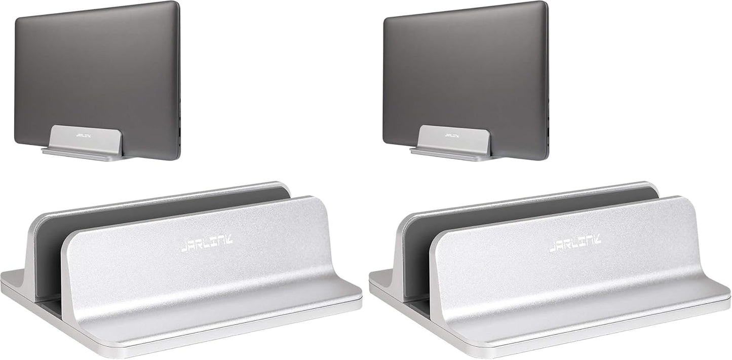 JARLINK Vertical Laptop Stand, Aluminum Laptop Holder Desktop Stand with Adjustable Dock Size (up to 17.3 inches) Compatible with All MacBook/Surface/Dell/Gaming Laptops (Silver)