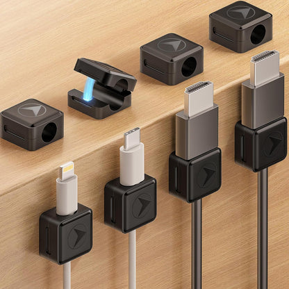 8 Pack Magnetic Cable Clips, Phone Cord Holder for Nightstand, Under Desk Cable Management, Canisflax Adhesive Wire Charging Cord Organizer Keepers Holder for Home Office Car Wall Desktop