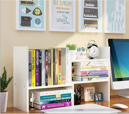 Sorfity Adjustable Desktop Bookshelf, Desk Organizer Display Shelf Counter Top Bookcase Free Style Display Shelf Rack Office Supplies Storage Shelf Book Multipurpose Bookshelf for Office Kitchen