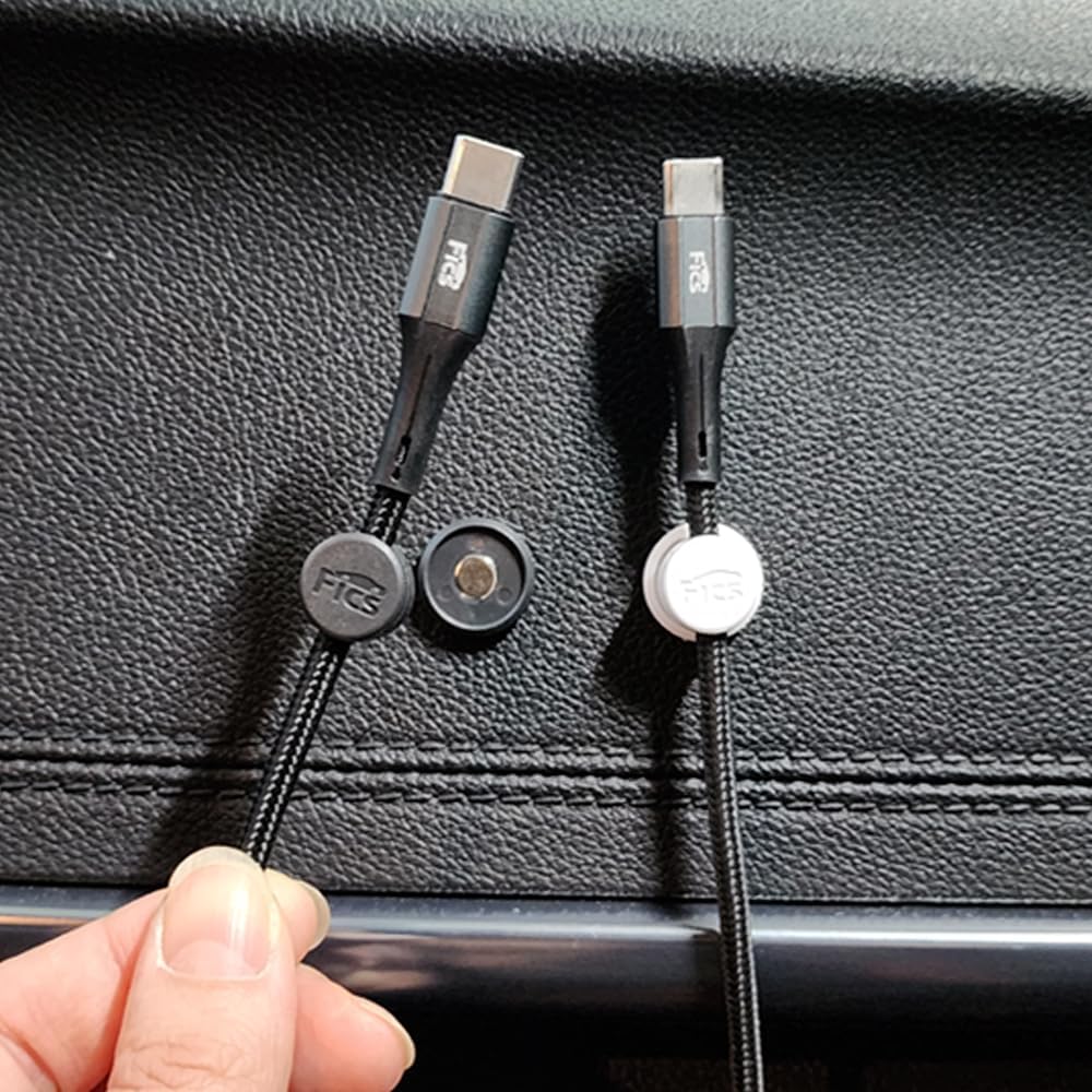 FICS Magnetic Cable Organizer Clips — 4PCS Adhesive Cord Holder for Desk, Wall, Car & Home Cable Management, White