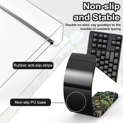 HAOCOO Ergonomic Keyboard Rest Wrist Pad,Comfortable Keyboard Wrist Rest Holder, 3-Level Height Adjustment Acrylic Keyboard Stand, Easy Typing Desk Accessories, Aesthetic Keyboard Riser for Desk